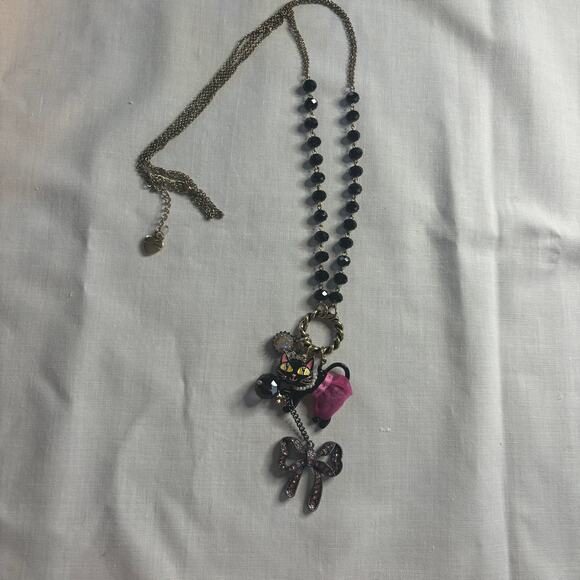 Betsey Johnson Kitty in a TuTu Lariat Necklace RARE Embellished Sparkly Glam - Picture 6 of 11